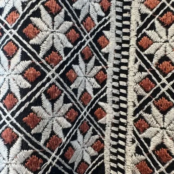 Madewell Women's Size 10 Dress Starflower Embroidered Black 100% Silk - Picture 8 of 13